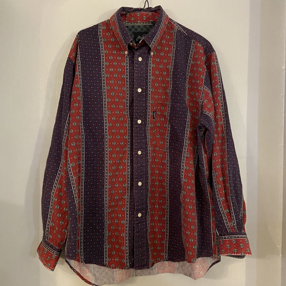 Vintage Jack Nicklaus Long Sleeve Button‎ Up Size L Large VTG Golf Western Style